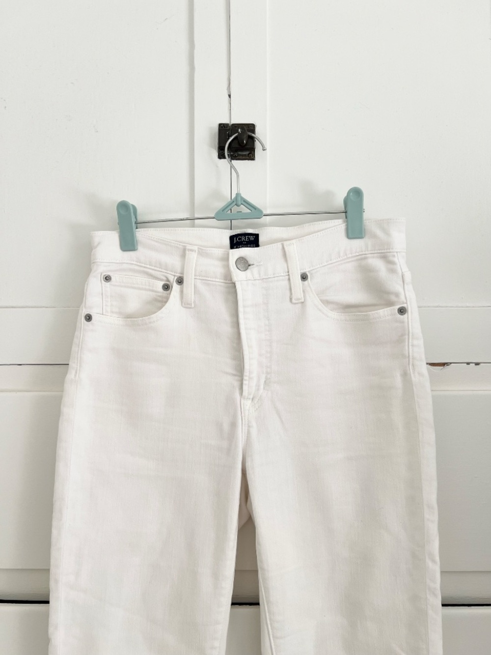 J.Crew Factory 10” High Rise Skinny Jeans White Raw Hem Stretch Denim 28 - Picture 4 of 8